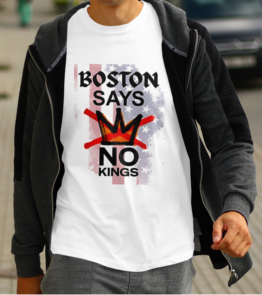 Boston Says No Kings Crown Symbol Stars T-Shirt