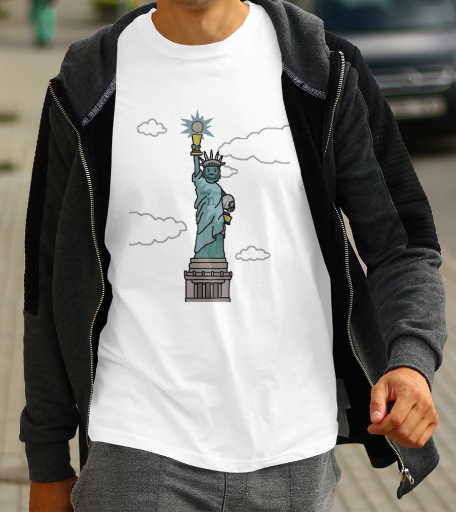 Jalen Brunson Liberty MVP New York 11 Statue Holding Basketball Trophy T-Shirt