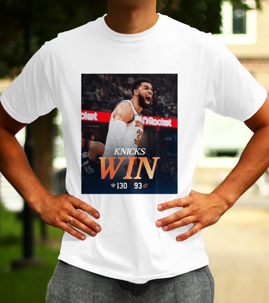 Knicks Win 130 93 Celebration Victory Over Cleveland Playoffs Sweep T-Shirt
