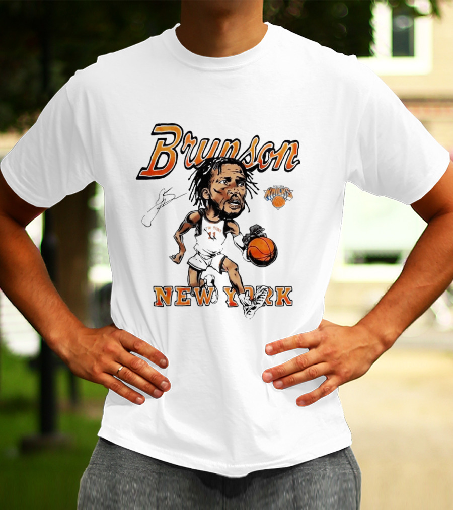 Jalen Brunson New York Knicks Cartoon Basketball Player T-Shirt