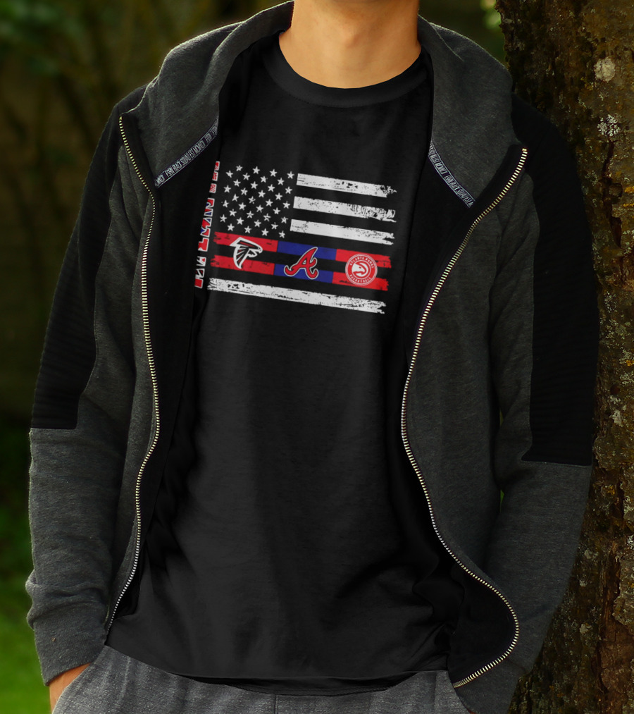 Atlanta Falcons Braves Hawks American Flag T-Shirt