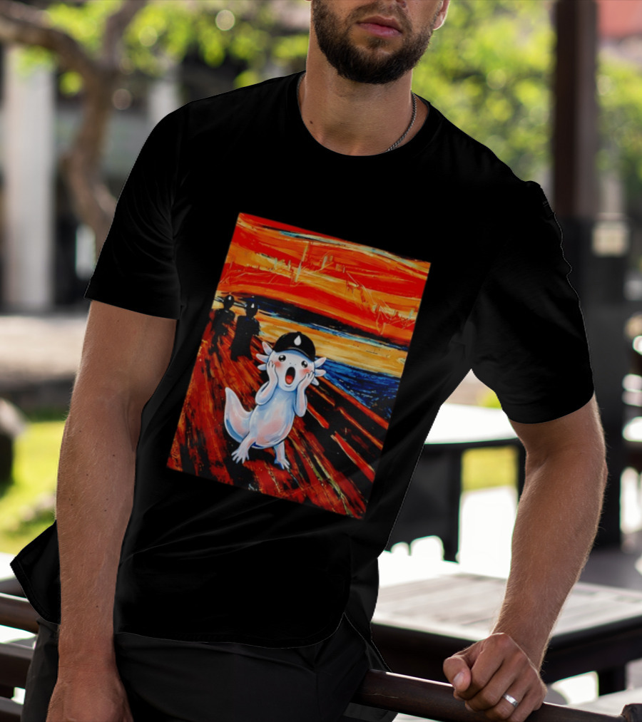 Axolotl Liquid The Scream Parody Painting Munch T-Shirt