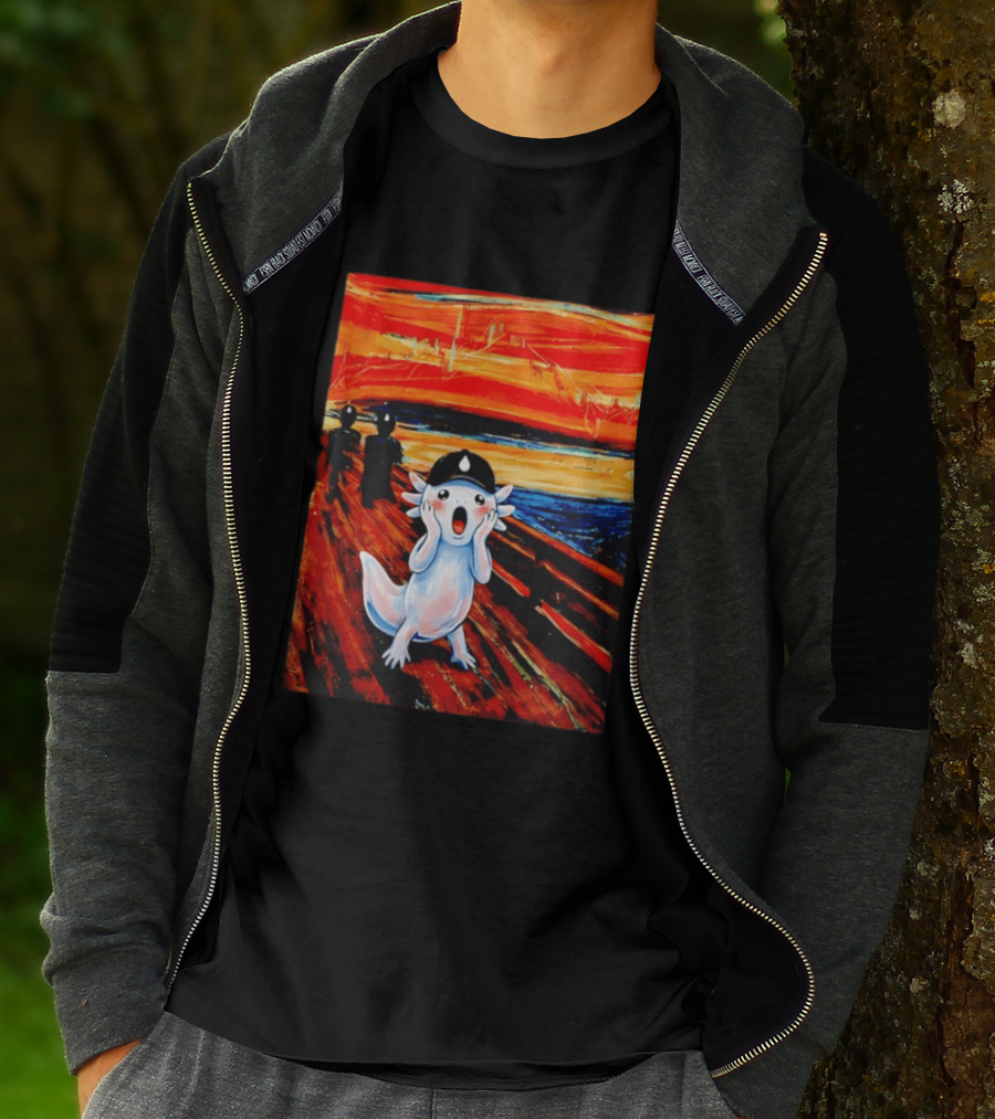 Axolotl Liquid The Scream Parody Painting Munch T-Shirt