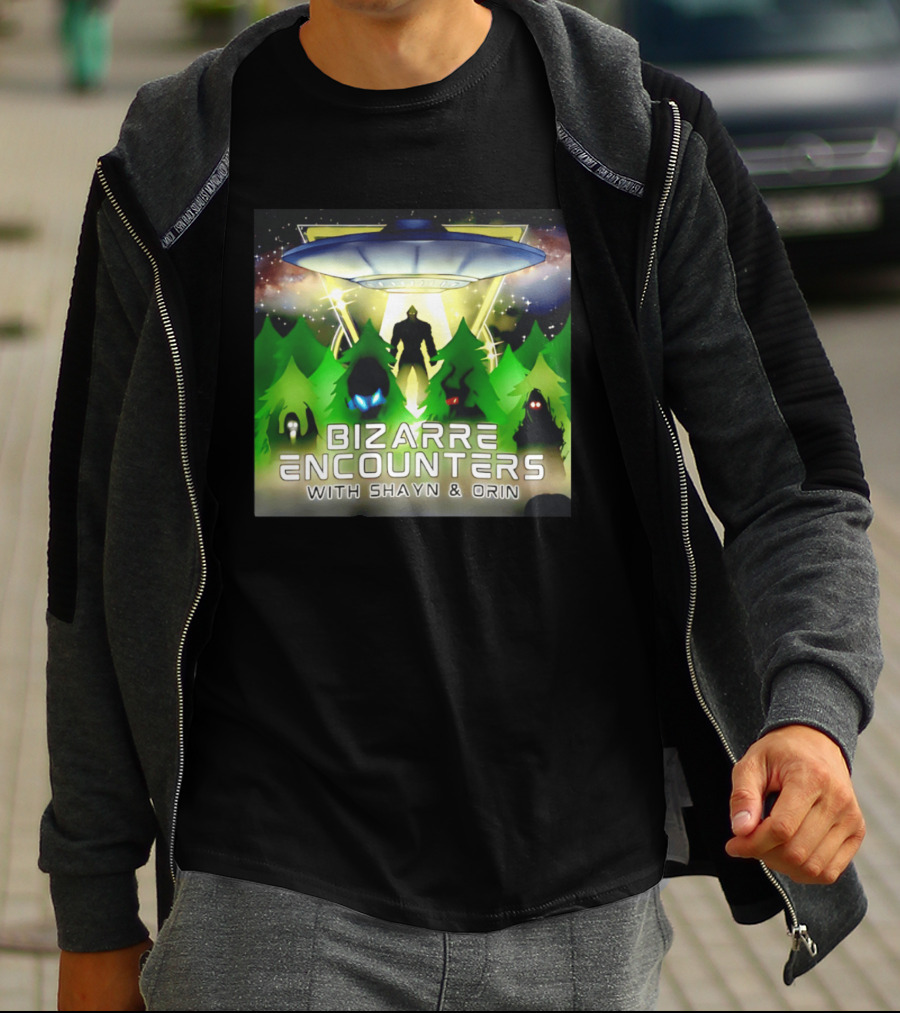 Bizarre Encounters UFO With Shayn And Orin Mysterious Forest Lights Alien Adventure T-Shirt