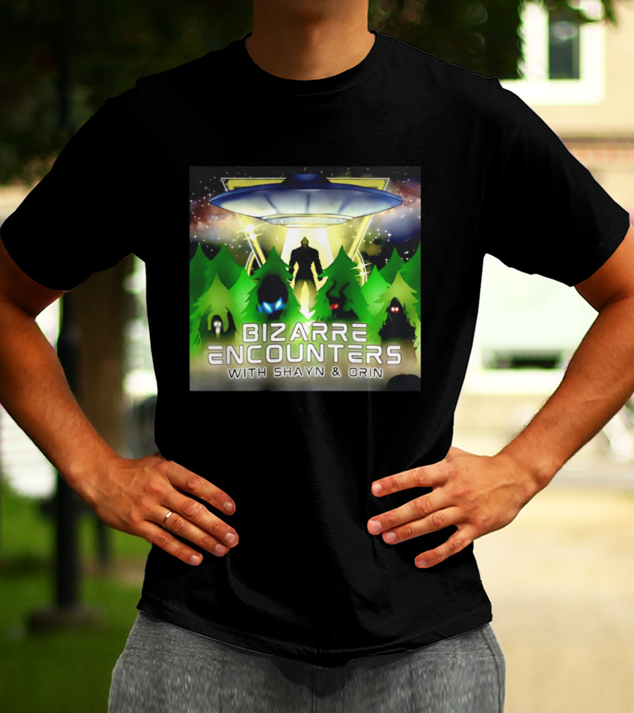 Bizarre Encounters UFO With Shayn And Orin Mysterious Forest Lights Alien Adventure T-Shirt
