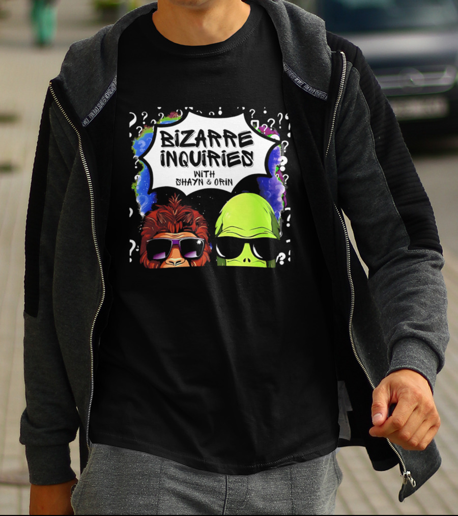 Bizarre Inquiries With Shayn And Orin Bigfoot Alien Question Marks T-Shirt