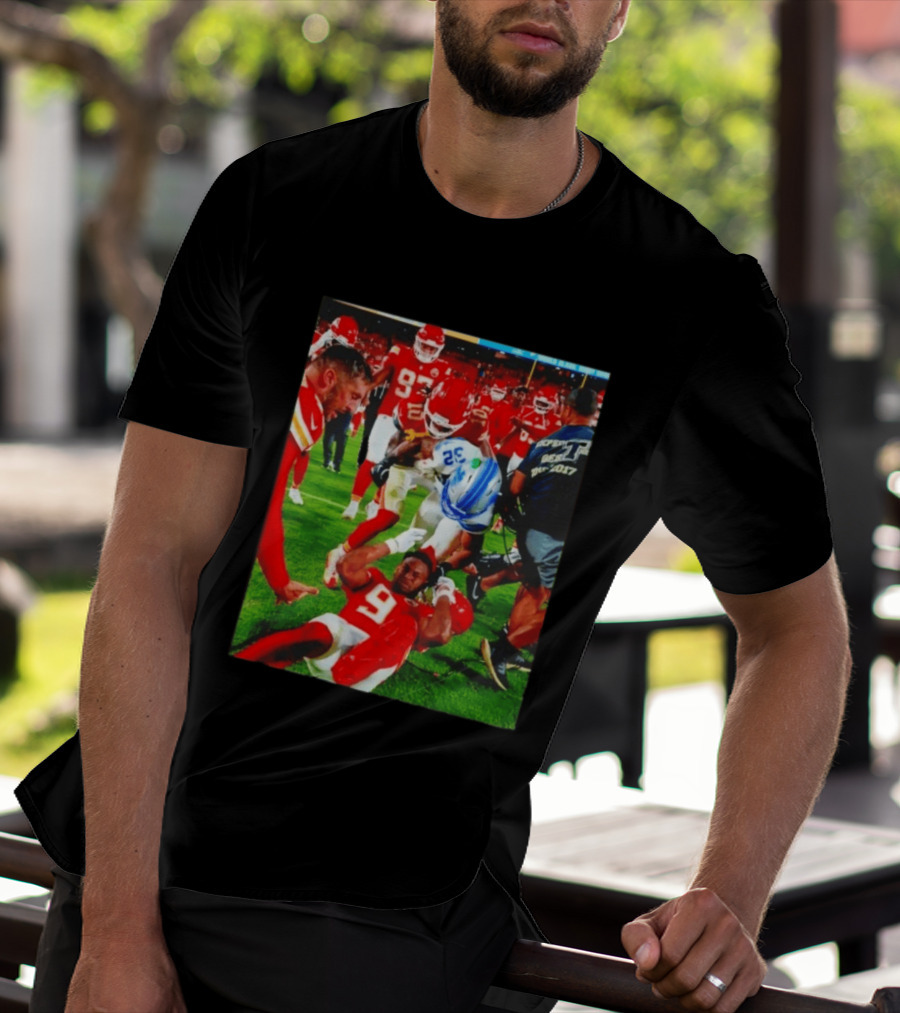 Brian Branch Collision JuJu Smith Schuster Lions Chiefs Football Action T-Shirt
