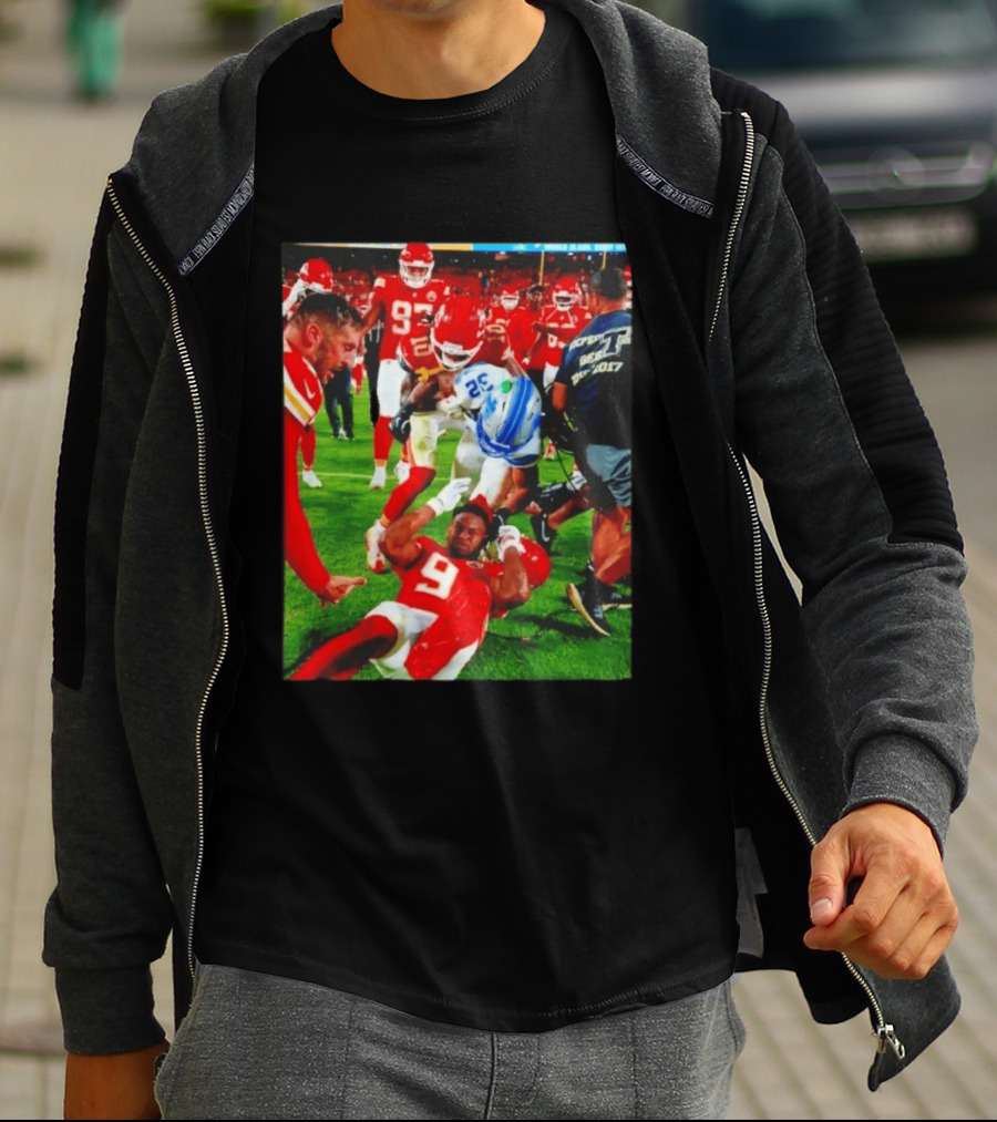 Brian Branch Collision JuJu Smith Schuster Lions Chiefs Football Action T-Shirt