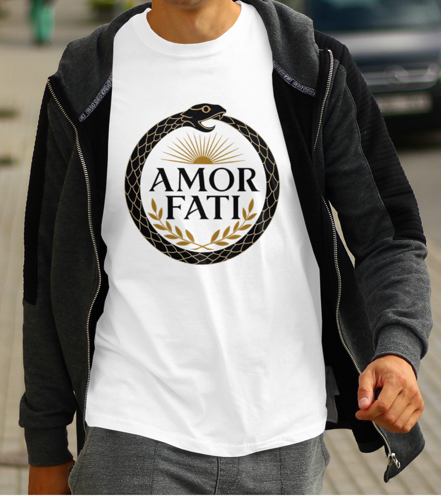 Amor Fati Ouroboros Snake Sun Rays Laurel Wreath T-Shirt