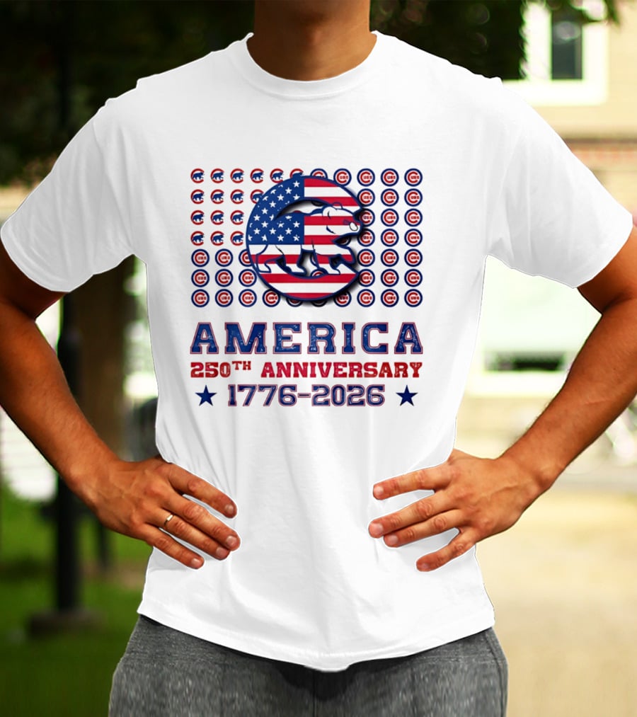 Chicago Cubs America 250th Anniversary 1776 2026 Stars And Stripes Bear T-Shirt
