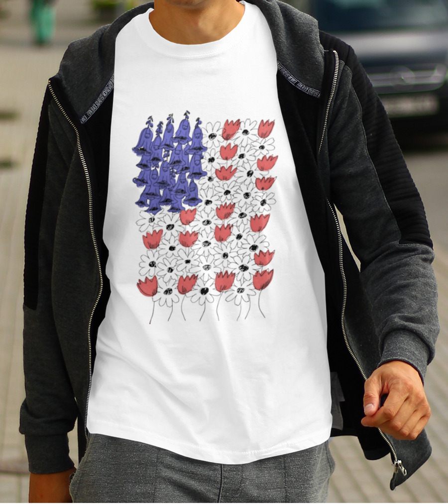 Fourth Of July Foxglove Daisy Tulip Subtle F Trump USA 250 Birthday T-Shirt
