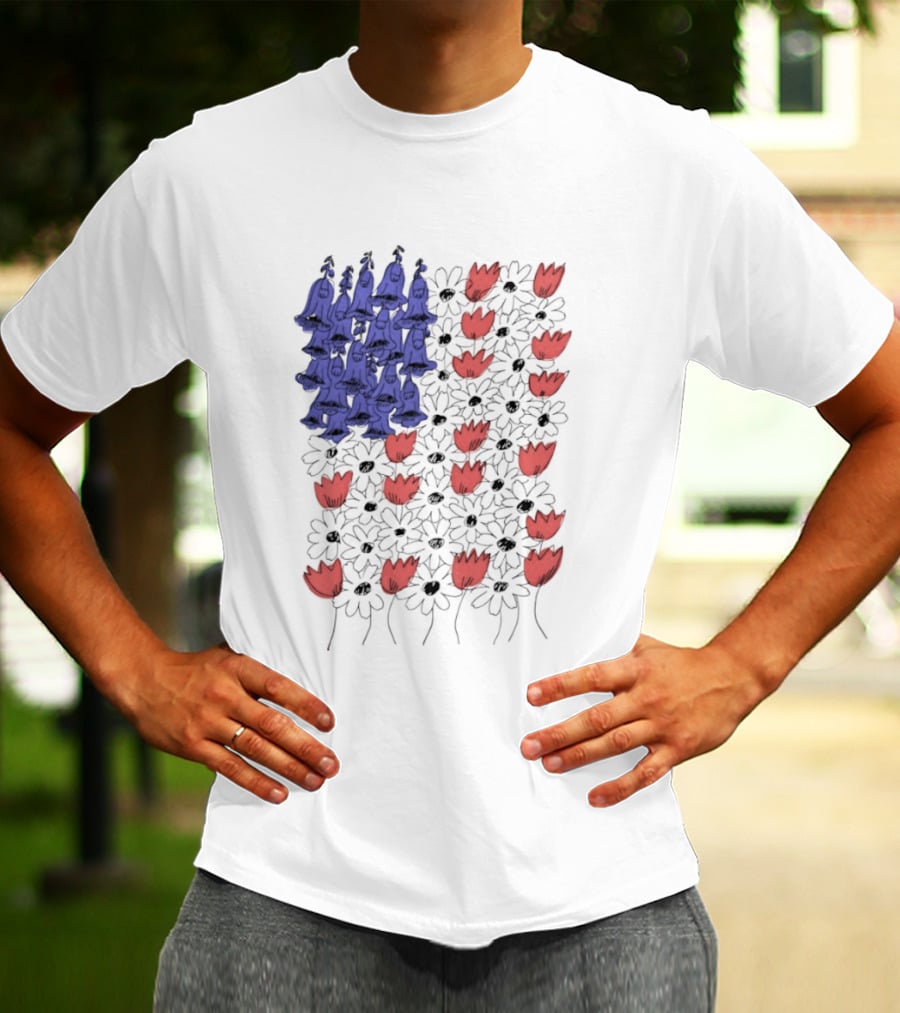 Fourth Of July Foxglove Daisy Tulip Subtle F Trump USA 250 Birthday T-Shirt