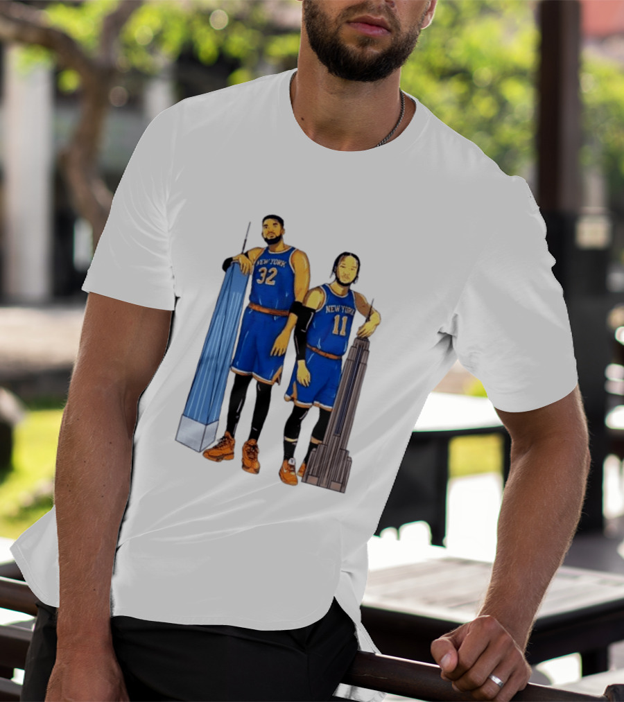 New York Knicks Jalen Brunson Karl Anthony Towns Skyline T-Shirt