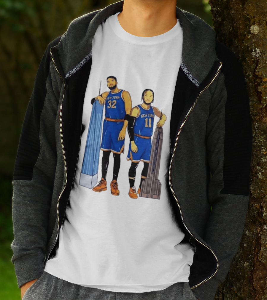 New York Knicks Jalen Brunson Karl Anthony Towns Skyline T-Shirt