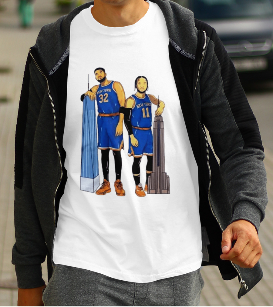 New York Knicks Jalen Brunson Karl Anthony Towns Skyline T-Shirt