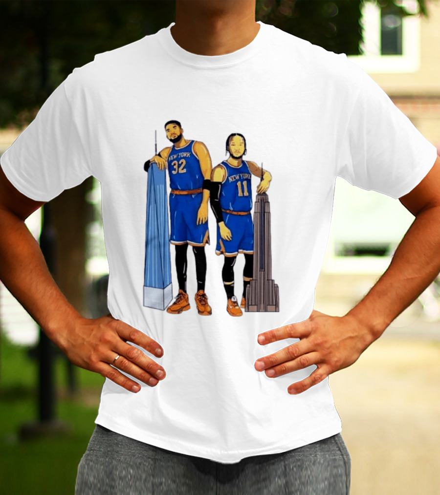 New York Knicks Jalen Brunson Karl Anthony Towns Skyline T-Shirt