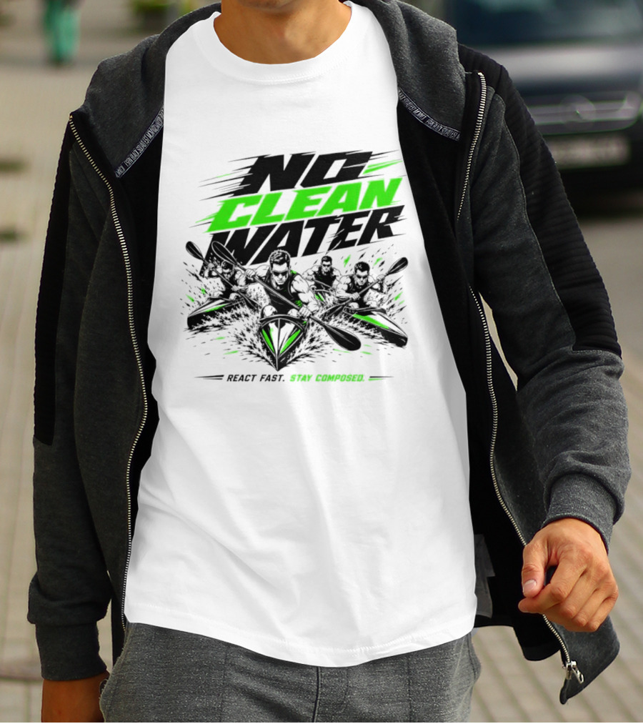 No Clean Water Kayaking Adventure React Fast Stay Composed T-Shirt