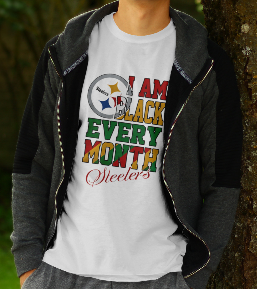 I Am Black Every Month Steelers Juneteenth T-Shirt