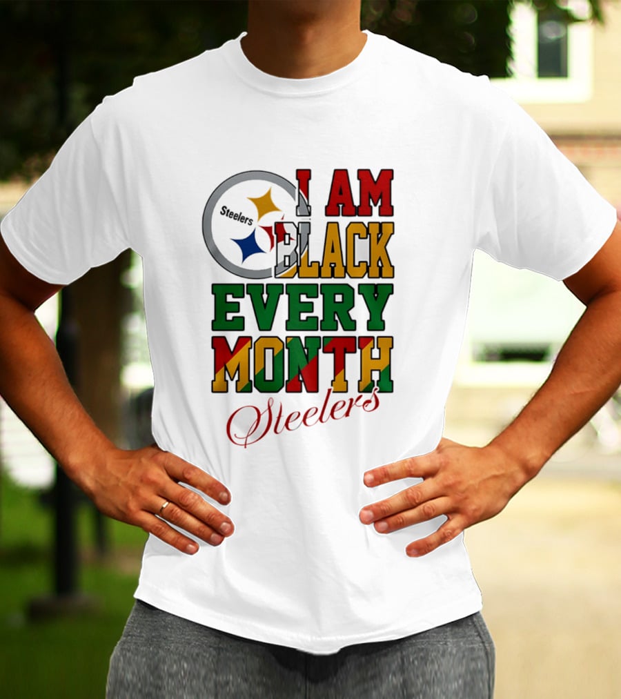 I Am Black Every Month Steelers Juneteenth T-Shirt