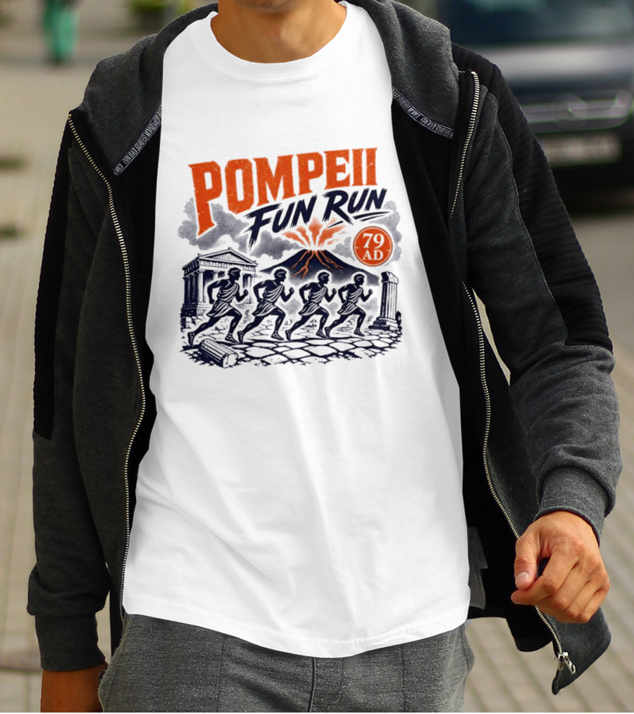 Pompeii Fun Run 79 AD Mount Vesuvius Roman Runners T-Shirt