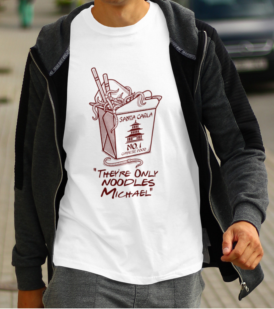 Santa Carla No 1 Chinese Food They're Only Noodles Michael Pagoda Box T-Shirt