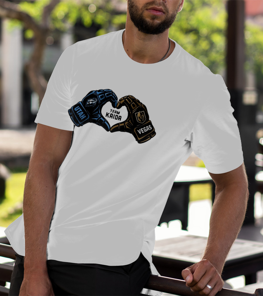 Utah Mammoth Vegas Golden Knights Team Kaida Heart Hands T-Shirt
