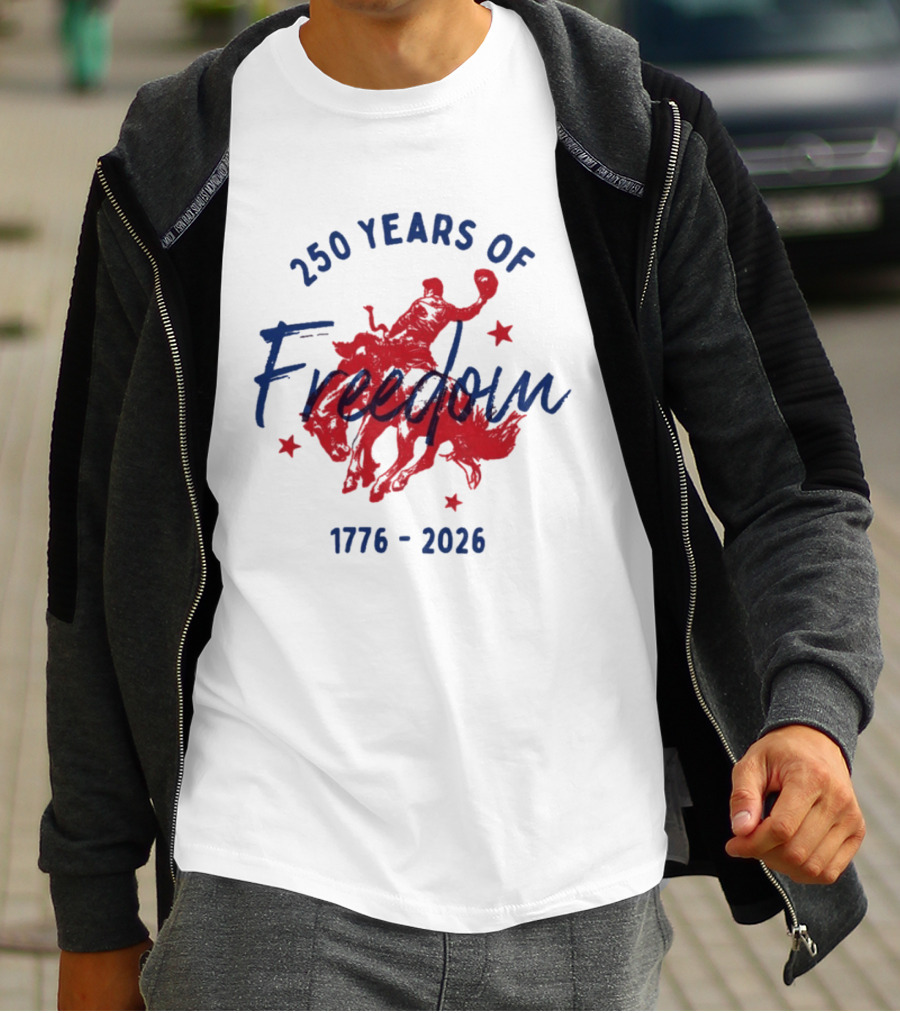250 Years Of Freedom 1776 2026 Western Trendy Fourth Of July America T-Shirt