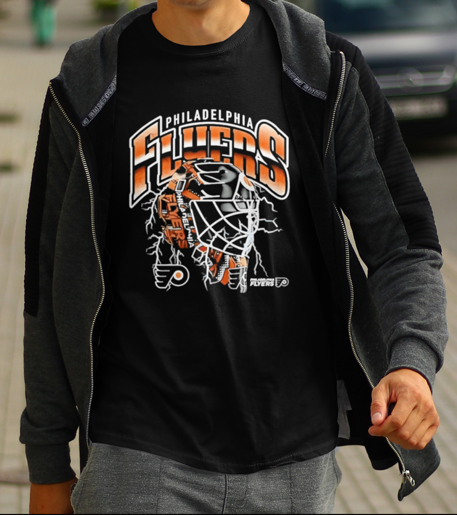 Philadelphia Flyers Crease Lightning Hockey Mask T-Shirt