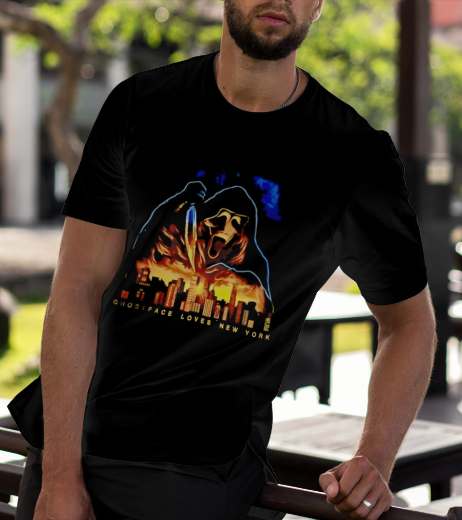 Ghostface Loves New York City Skyline Scream Urban Horror T-Shirt