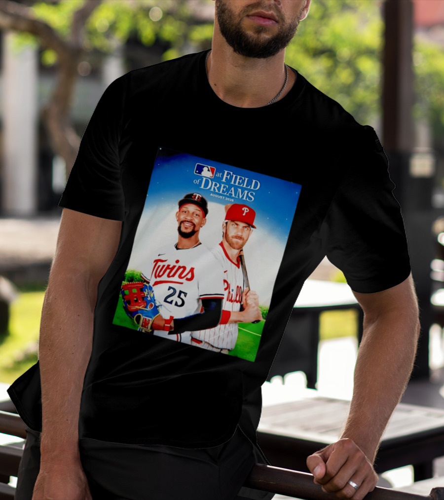 Twins Buxton Vs Phillies Harper MLB At Field Of Dreams August 2026 T-Shirt
