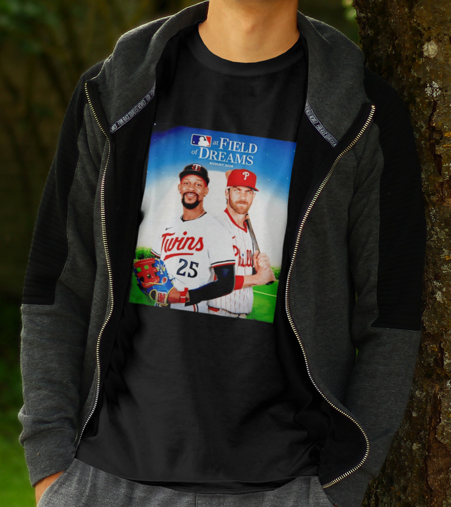 Twins Buxton Vs Phillies Harper MLB At Field Of Dreams August 2026 T-Shirt