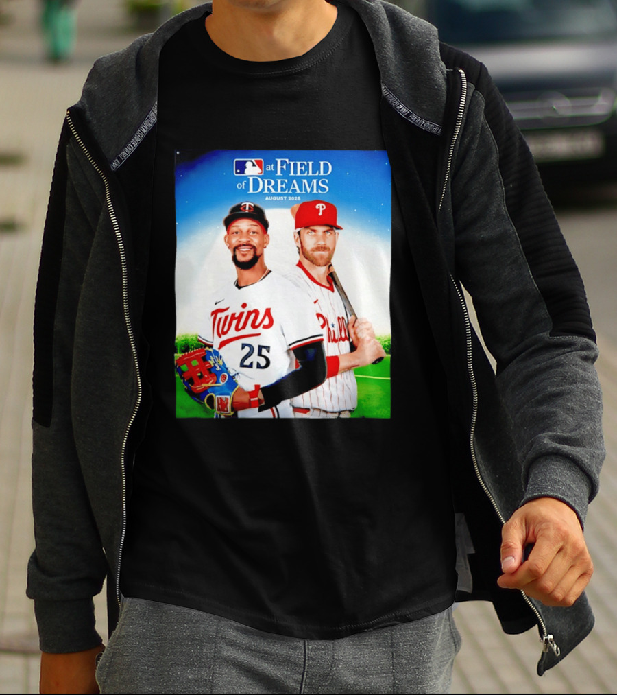 Twins Buxton Vs Phillies Harper MLB At Field Of Dreams August 2026 T-Shirt