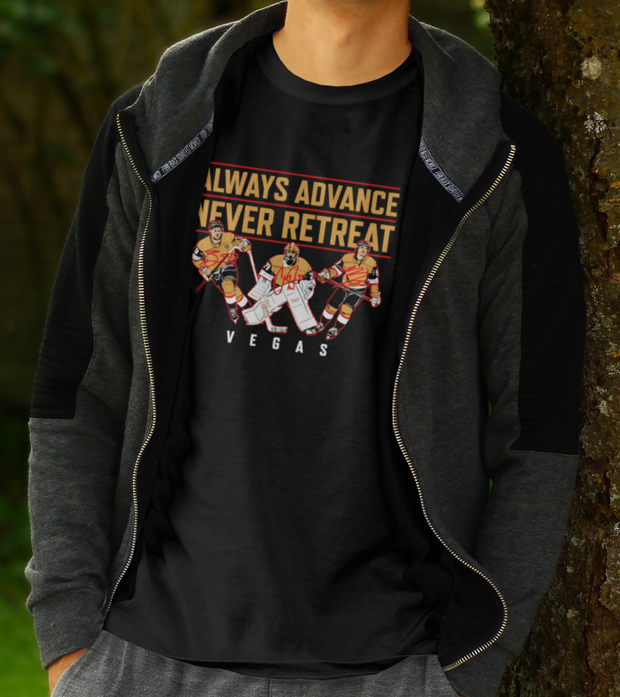 Vegas Hockey Always Advance Never Retreat Energetic Ice Skating Team Spirit T-Shirt