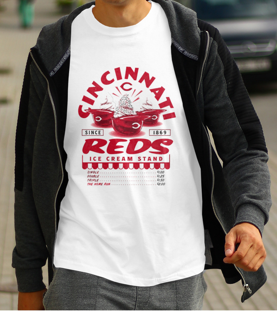 Cincinnati Reds Ice Cream Stand Since 1869 Baseball Nostalgia T-Shirt