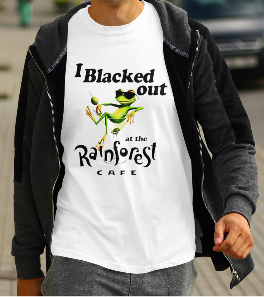 I Blacked Out At The Rainforest Cafe Frog Martini Olives Sunglasses T-Shirt