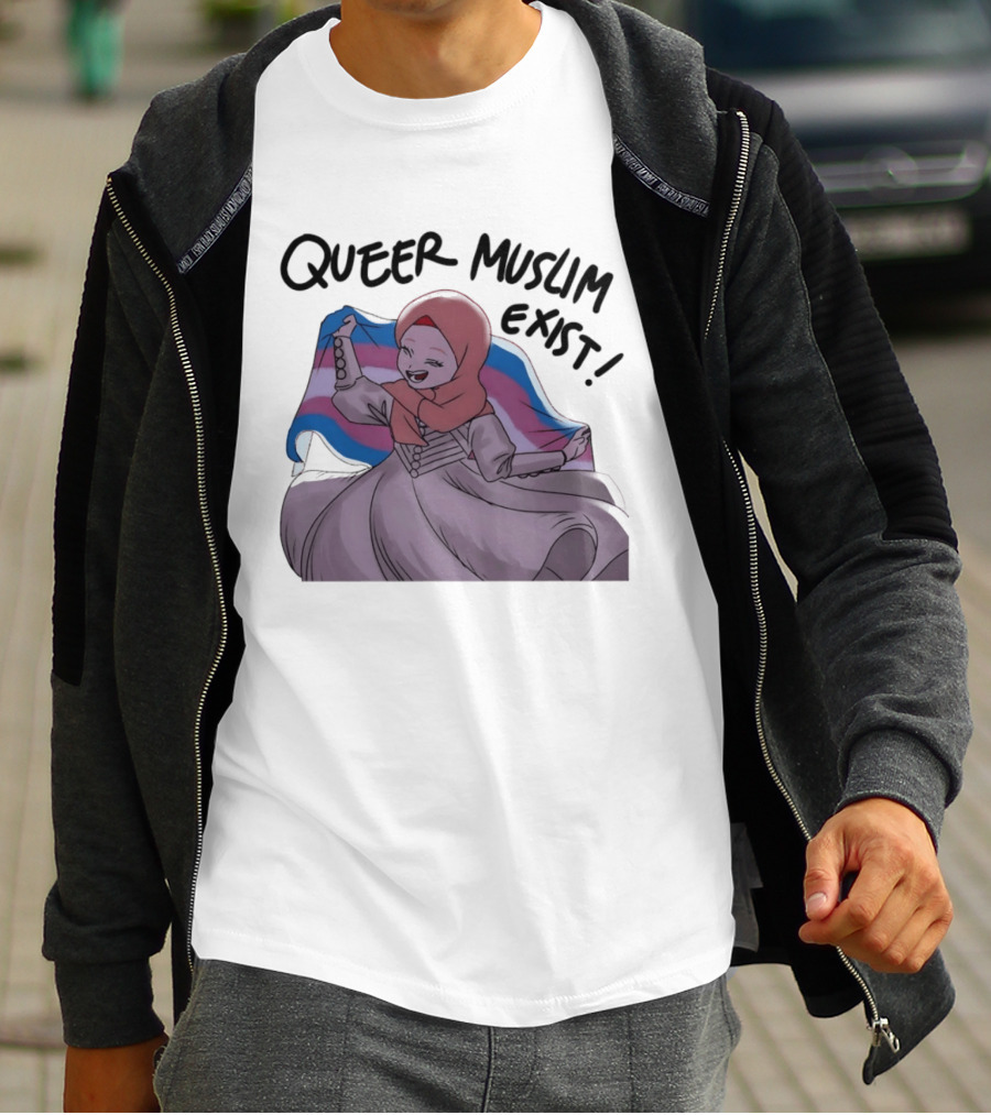 Queer Muslim Exist Transgender Flag Hijab Representation T-Shirt