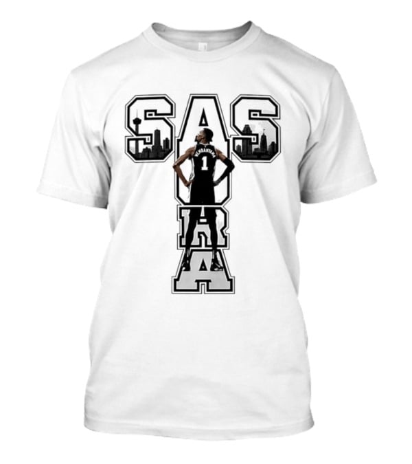 San Antonio SAS Aura Victor Wembanyama Basketball Skyline T-Shirt