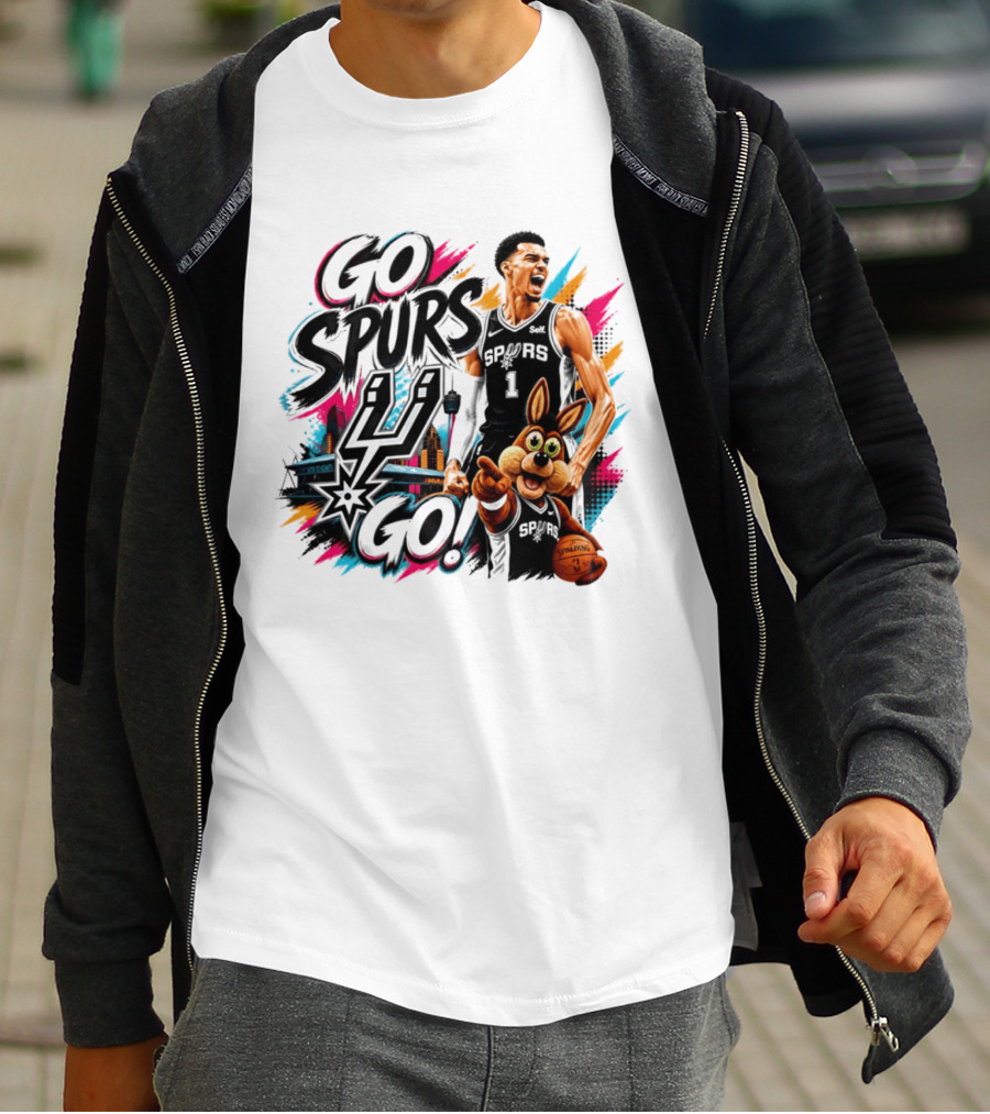 Go Spurs Go San Antonio Spurs Victor Wembanyama City Skyline T-Shirt
