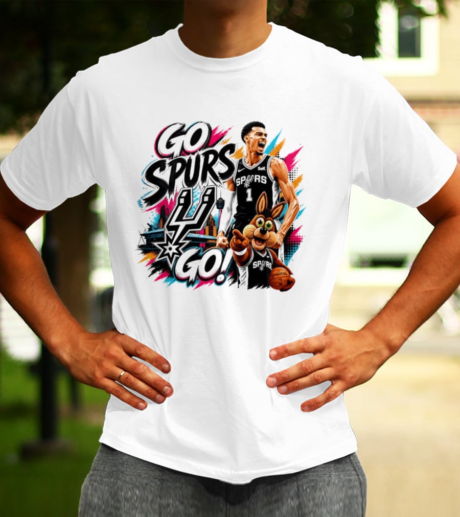 Go Spurs Go San Antonio Spurs Victor Wembanyama City Skyline T-Shirt