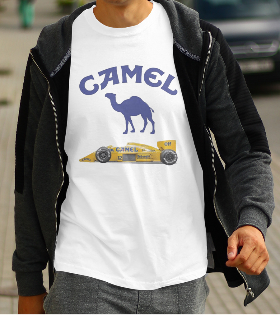 Camel F1 Racing Car With Camel Logo And Elf Branding T-Shirt