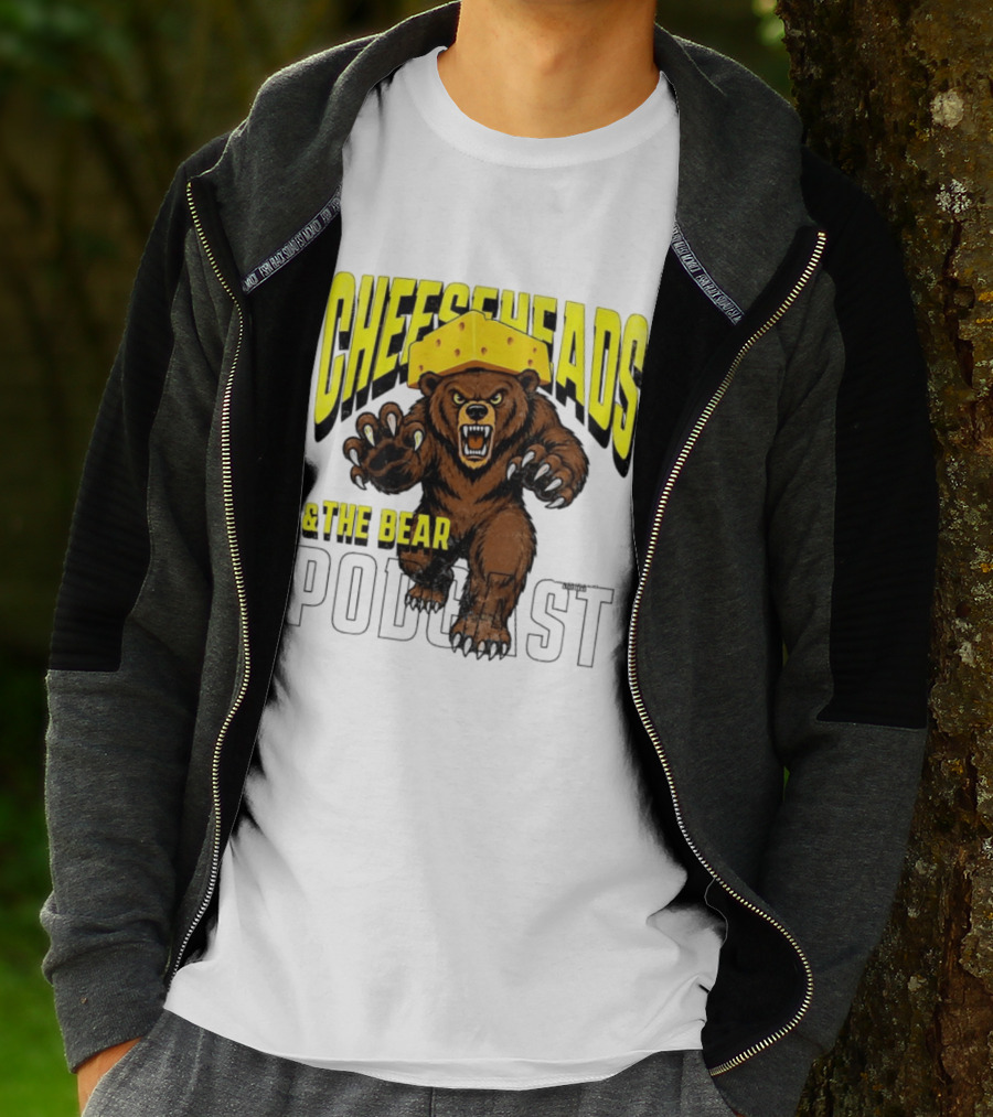 Cheeseheads And The Bear Podcast Bold Cheese Hat Grizzly T-Shirt