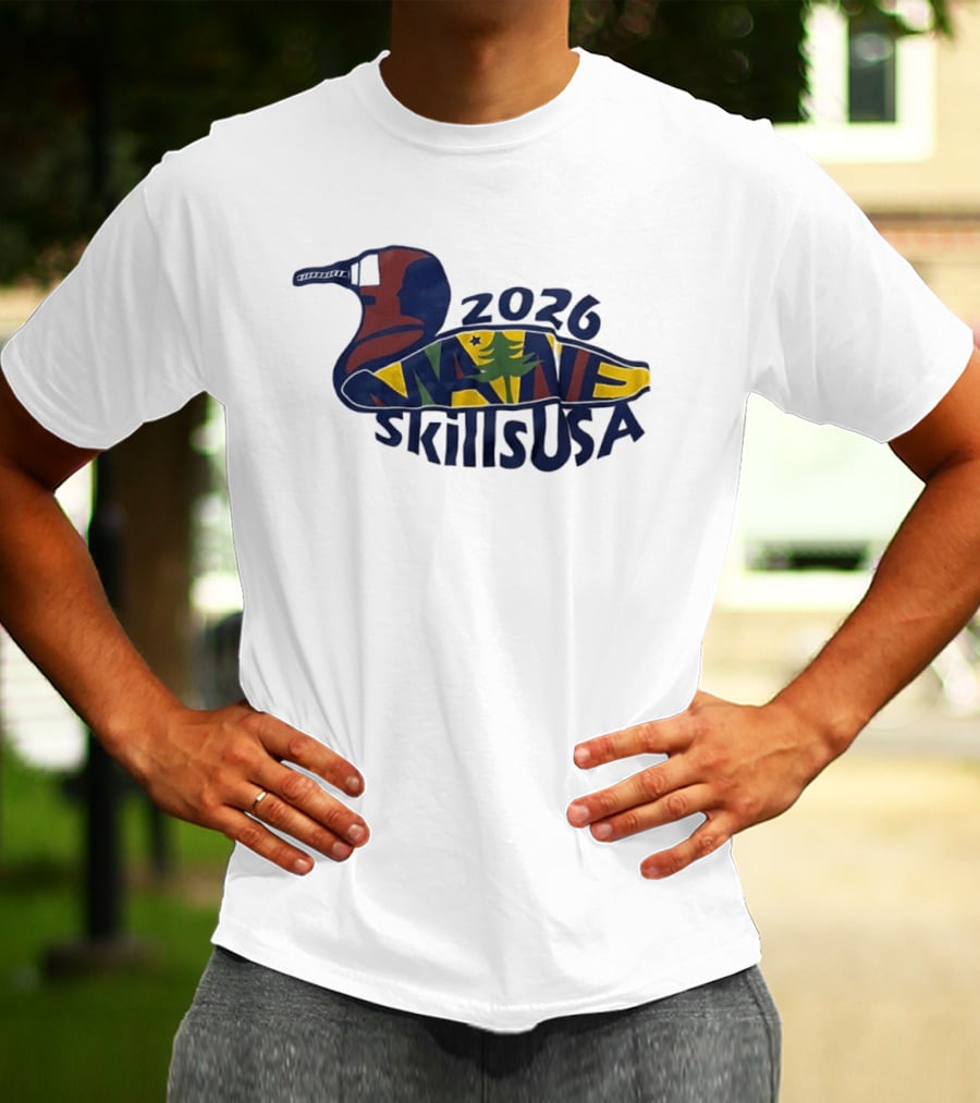Maine 2026 SkillsUSA Loon Silhouette With State Flag T-Shirt