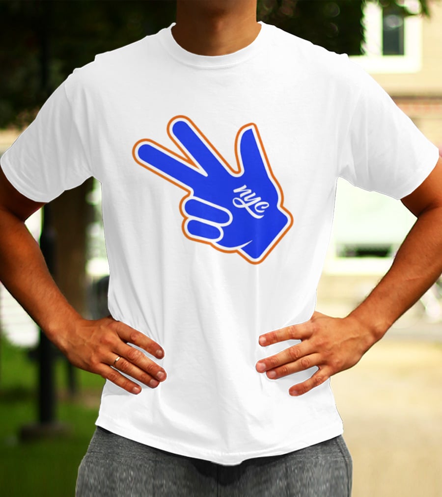 New York Knicks NYC Basketball Peace Sign Three Pointer T-Shirt