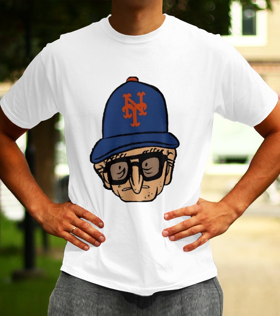 Old Jewish Men Big Head Caricature Mets Cap T-Shirt
