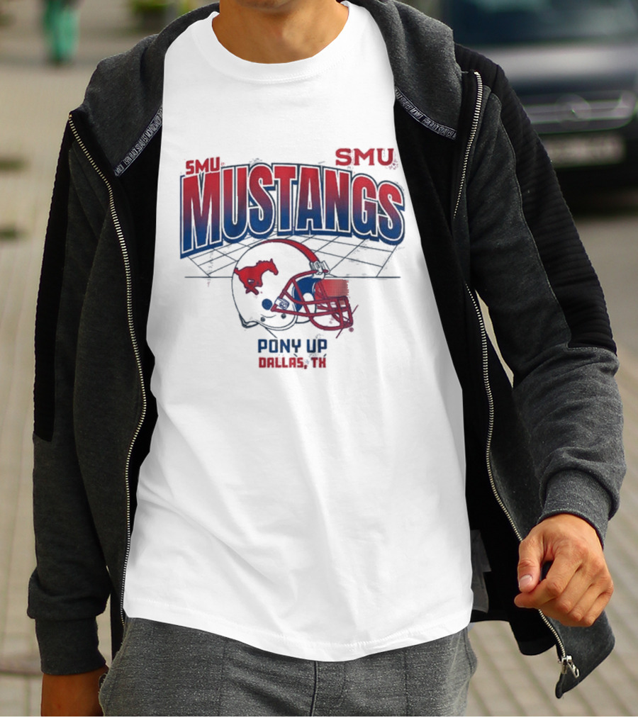 SMU Mustangs Pony Up Dallas Texas Football Helmet T-Shirt