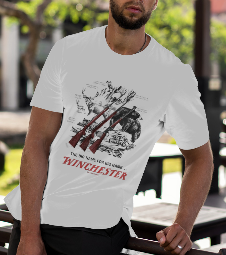 The Big Name For Big Game Winchester Heavyweight Three Rifles T-Shirt