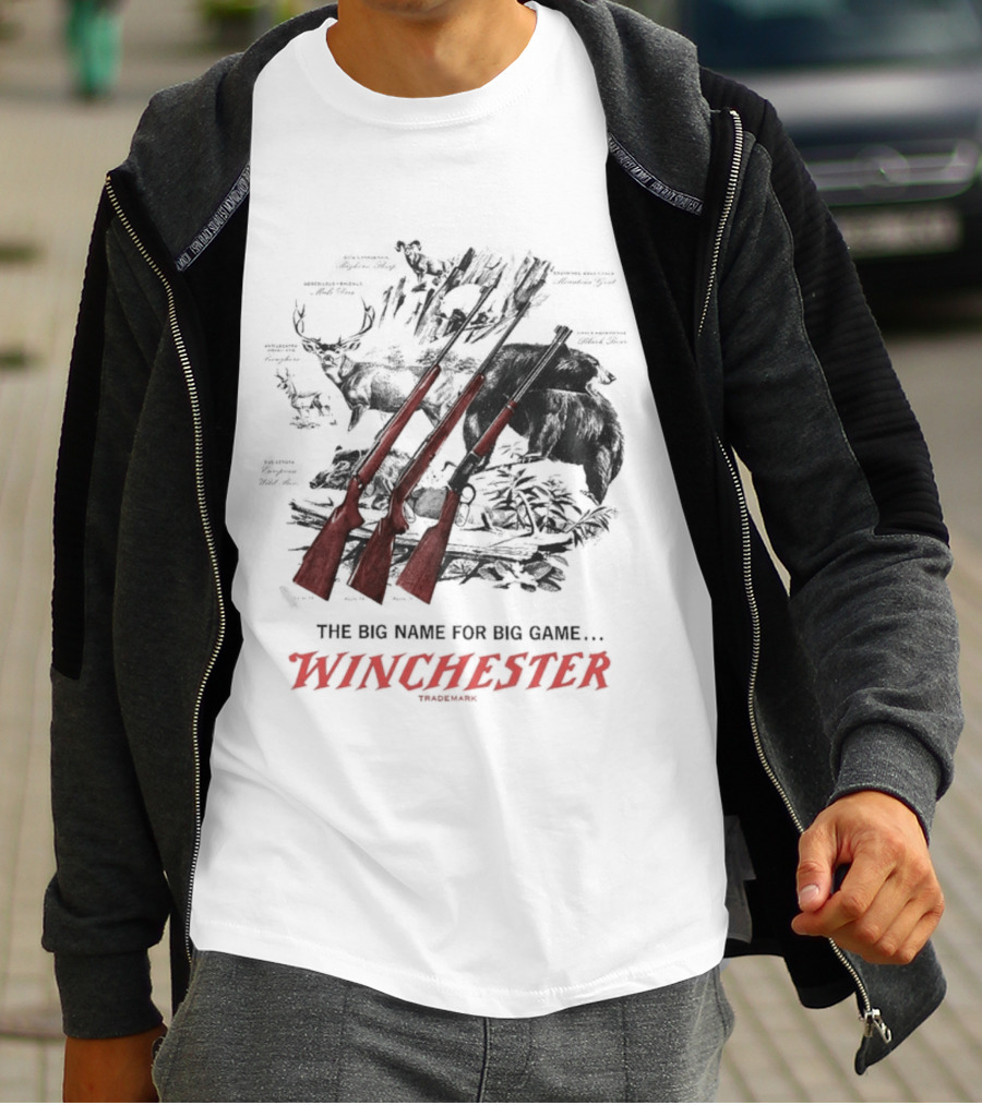 The Big Name For Big Game Winchester Heavyweight Three Rifles T-Shirt