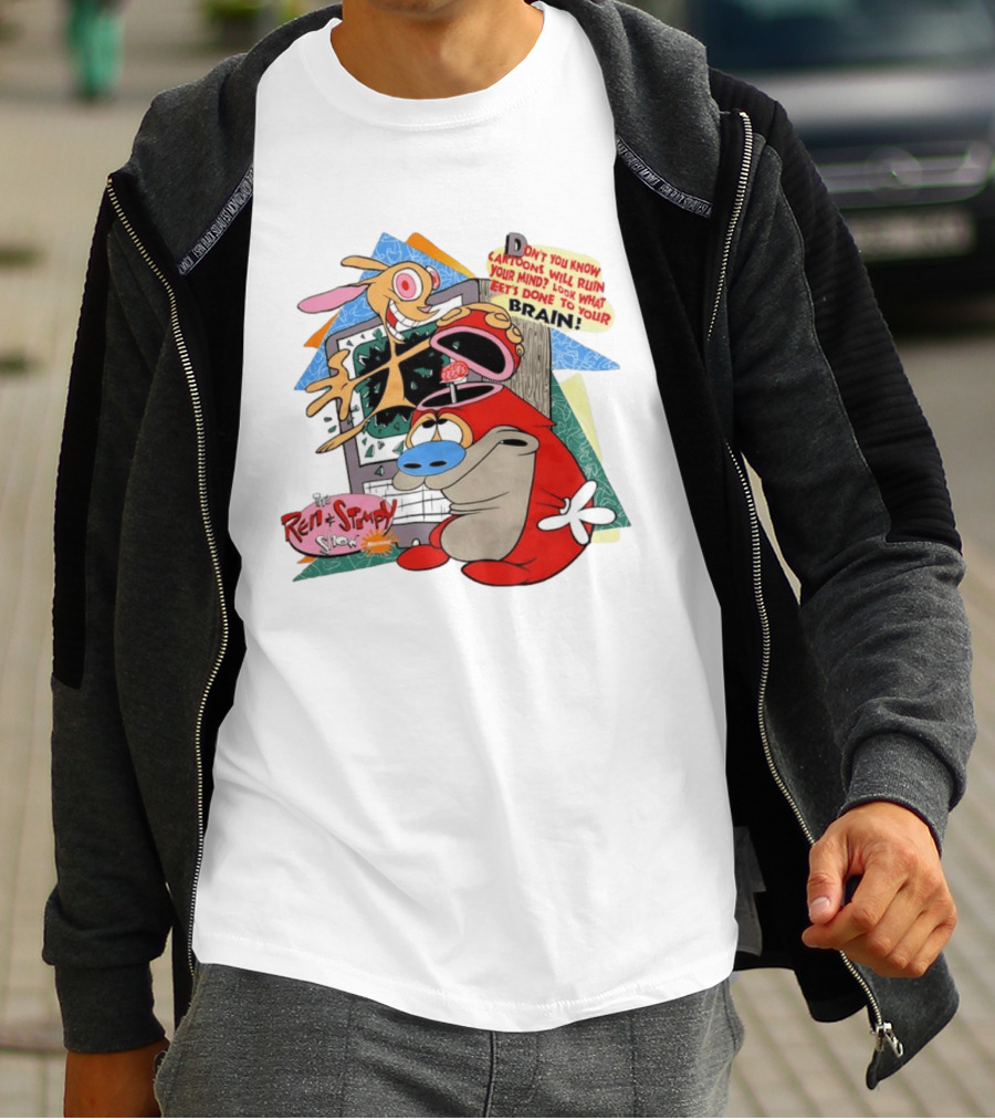 The Ren Stimpy Show Don't You Know Cartoons Will Ruin Your Mind Look What Tests Done To Your Brain T-Shirt