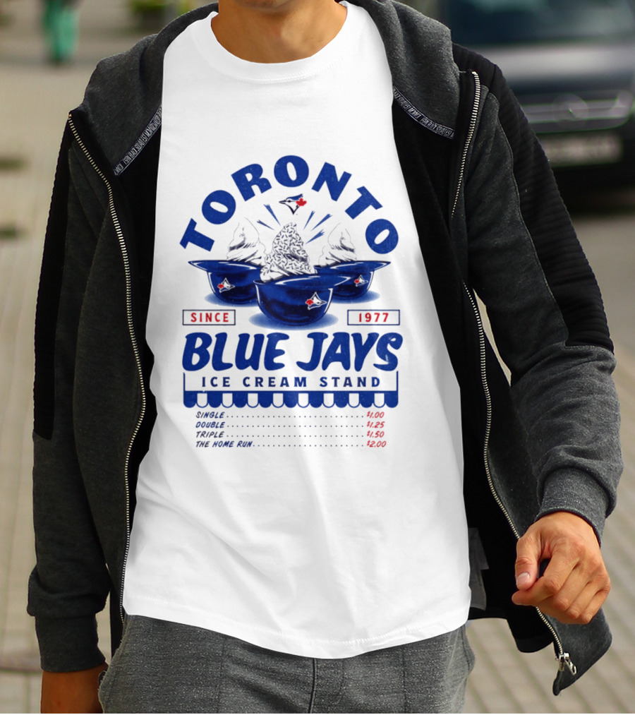 Toronto Blue Jays Ice Cream Stand Since 1977 Single Double Triple Home Run Prices T-Shirt