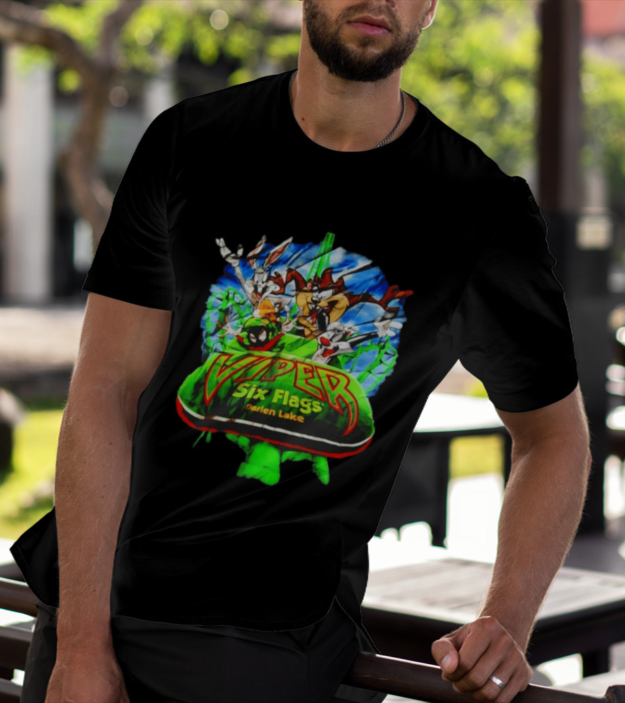 Viper Six Flags Darien Lake Looney Tunes Bugs Bunny Taz Sylvester T-Shirt